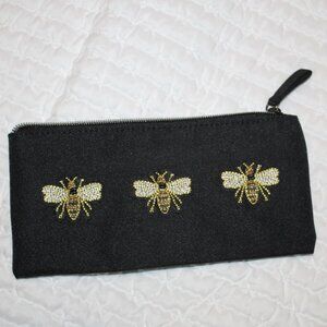 Papyrus Beaded Bees Small Cosmetics Zippered Case 8.5" x 4"